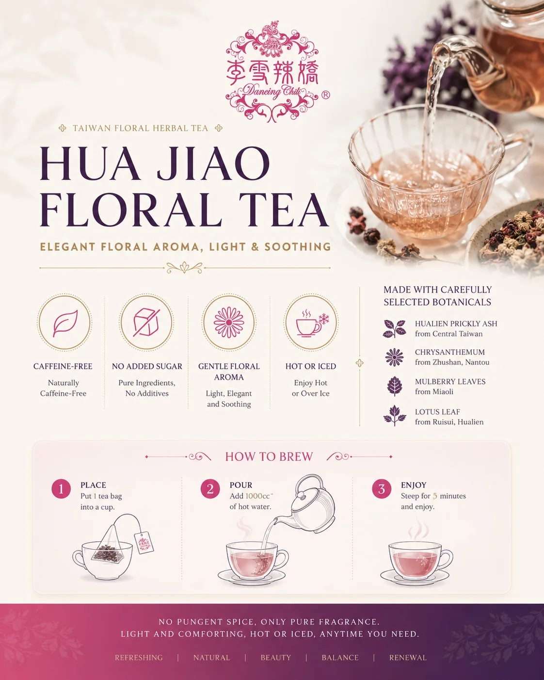 Hua Jiao Floral Tea product guide and brewing instructions